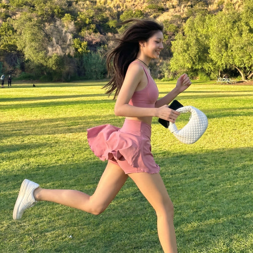 The PULAM Aces High-Waisted Tennis Skirt - Flowy Pleated Sports Skort with Phone Pockets