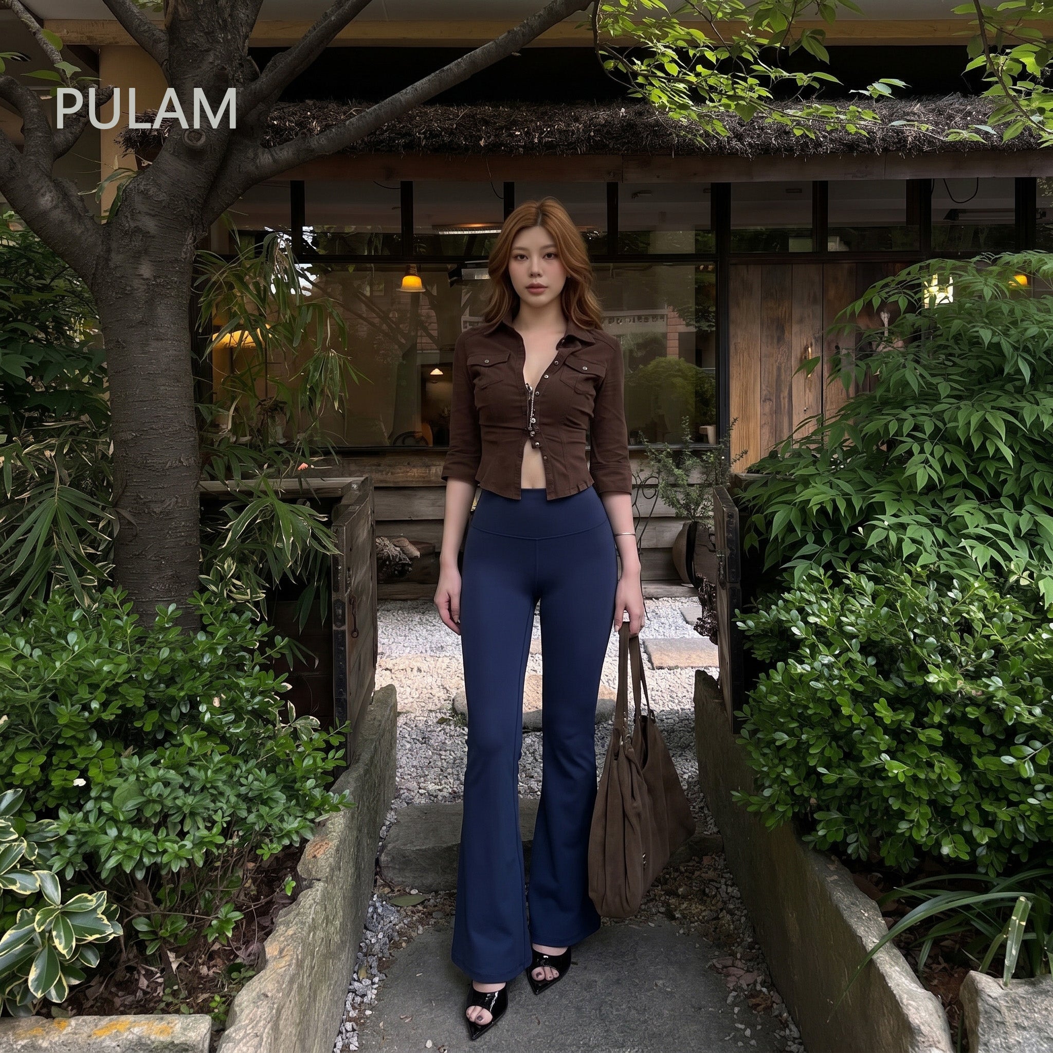 THE PULAM Midnight Micro-Flare Leggings | The "Tall & Lean" Essential | High-Performance Fabric for Gym, Street, and Beyond