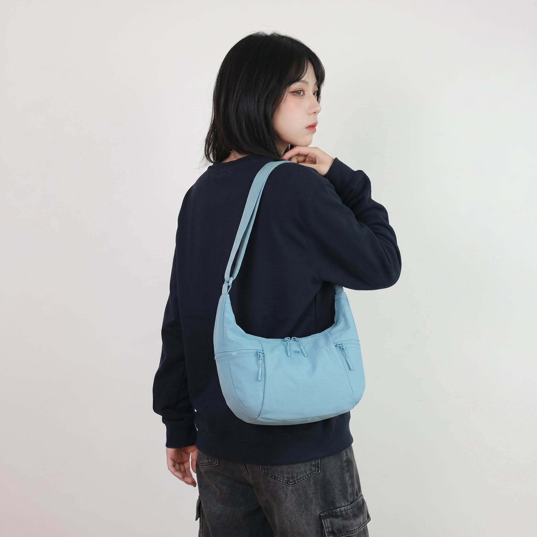 THE PULAM Large Capacity Nylon Crescent Shoulder Bag | Lightweight Multi Pocket Crossbody Bag for Travel & Daily Use