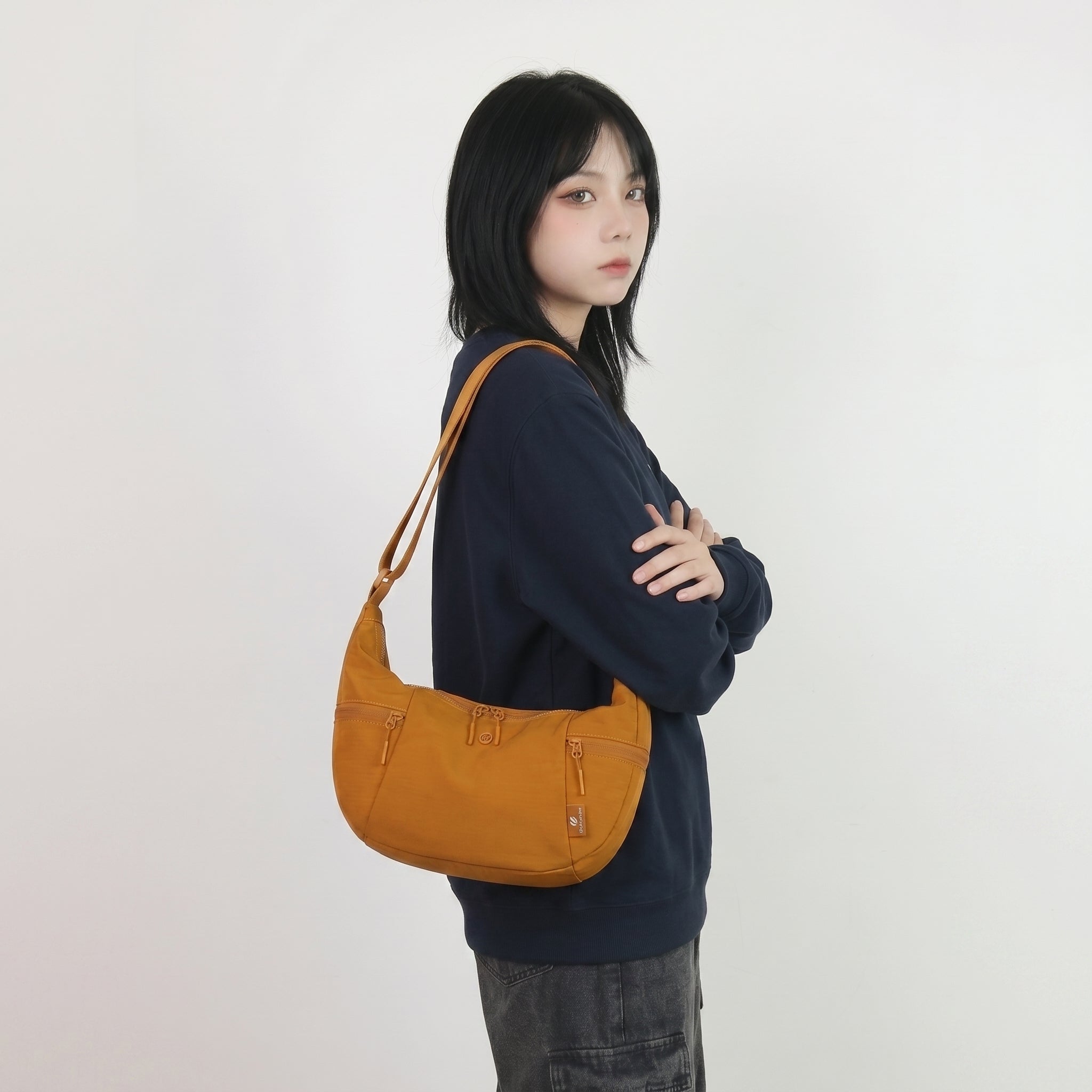 THE PULAM Large Capacity Nylon Crescent Shoulder Bag | Lightweight Multi Pocket Crossbody Bag for Travel & Daily Use
