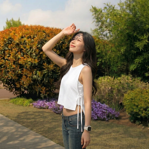 Effortlessly Chic Women's Side-Tie Crop Top for Ultimate Summer Style