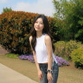 PULAM Women's White Side-Tie Sleeveless Crop Top - Minimalist Summer Tank