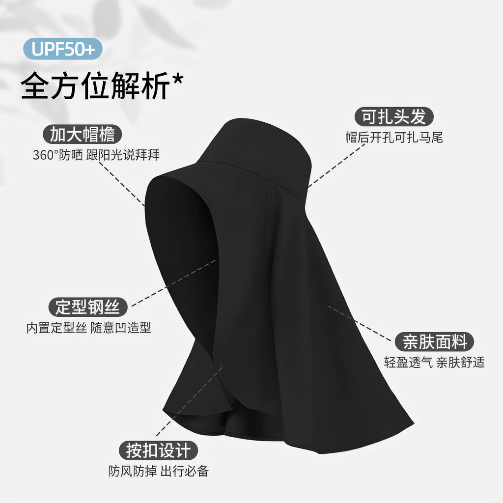 THE PULAM Zhao Lusi Inspired Wide Brim Hiking Sun Hat – UV Protection Neck Cover Outdoor Bucket Cap