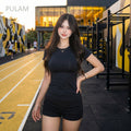 THE PULAM Women's Slim Fit Athletic T-Shirt - Moisture Wicking Short Sleeve Gym Yoga Top - Breathable High Stretch Workout Tee