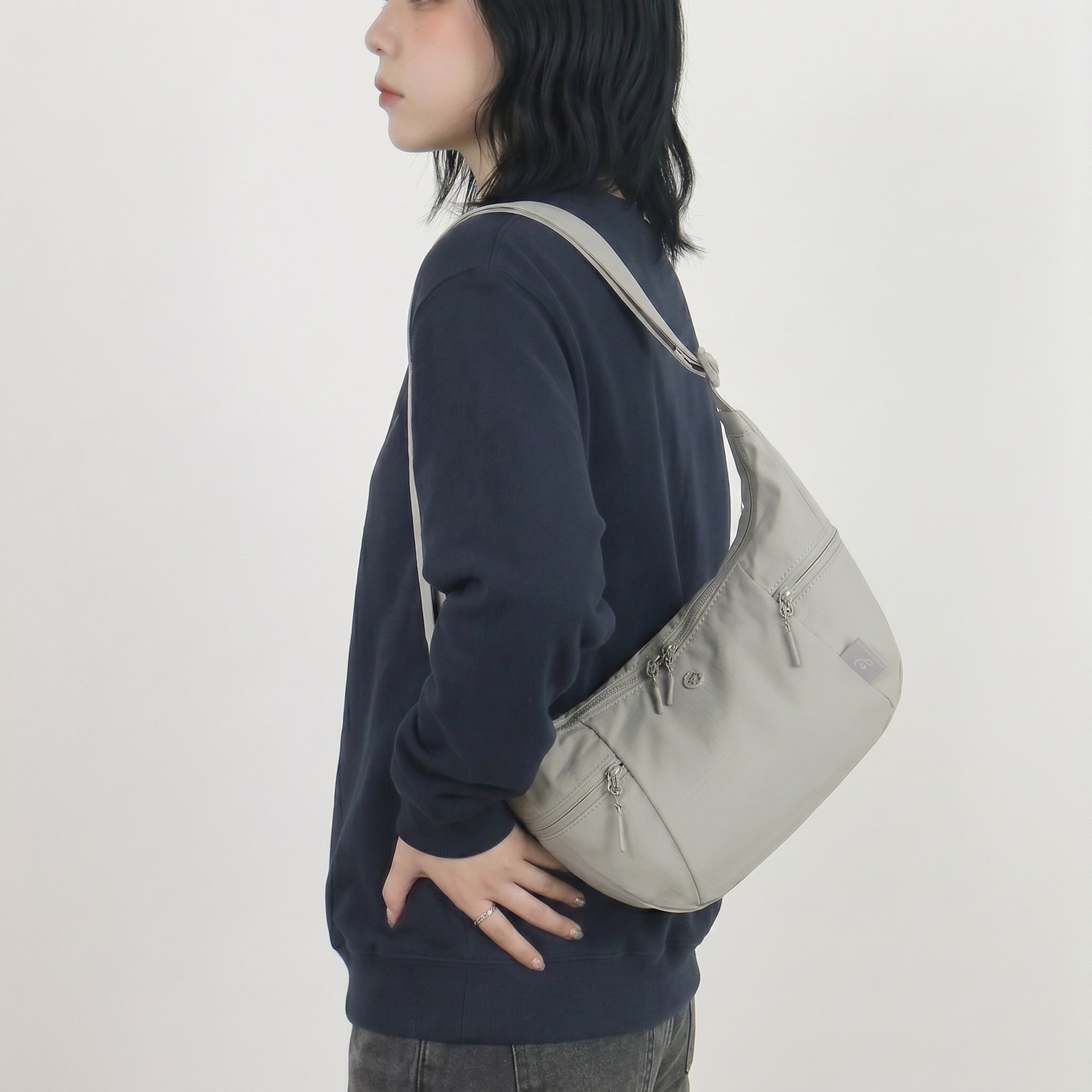 THE PULAM Large Capacity Nylon Crescent Shoulder Bag | Lightweight Multi Pocket Crossbody Bag for Travel & Daily Use